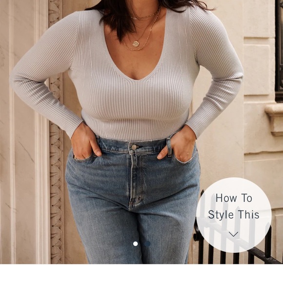 Abercrombie & Finch Elevated Knit Bodysuit / Light Blue - Picture 5 of 5